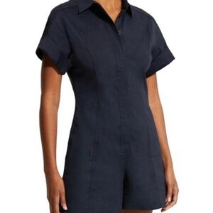 Vince Linen Navy Romper